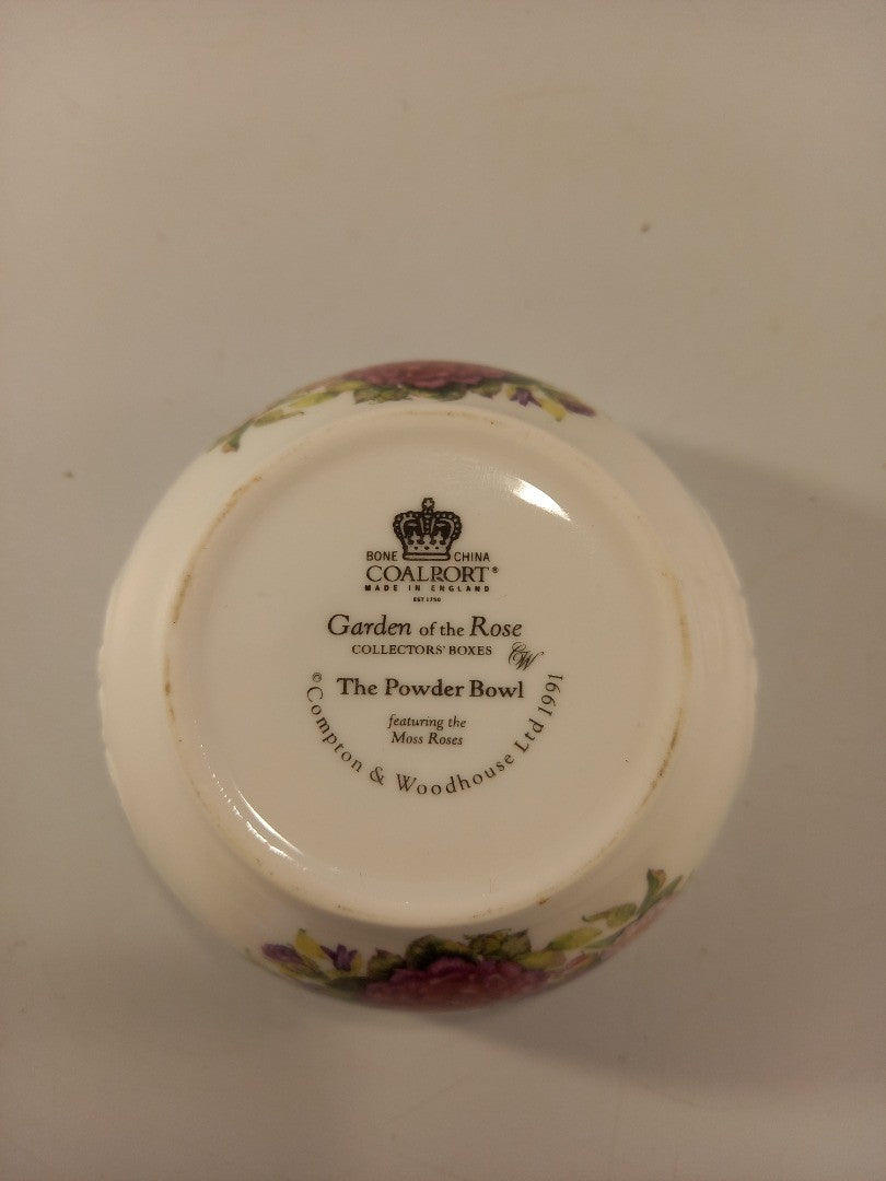 coalport garden of the rose the powder bowl trinket box bone china VGC