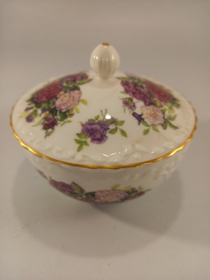 coalport garden of the rose the powder bowl trinket box bone china VGC