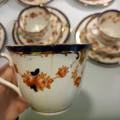 Royal Stafford Tea Set Bone China 6x cups 6x saucers 6x plates 1x serving plate Vintage Made in England Good Condition