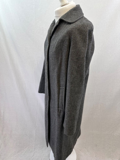 Long Grey Wool Trench Coat Size 44 Excellent Condition Vintage