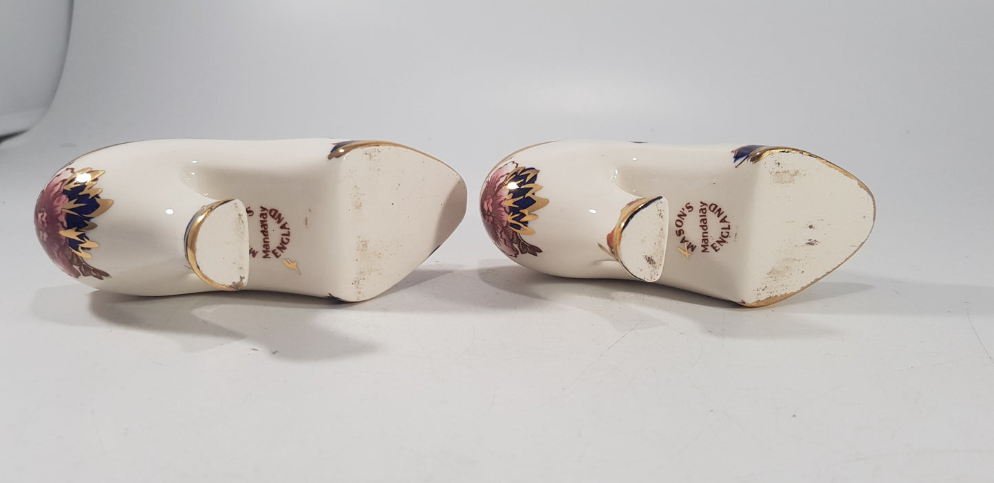 Masons Mandalay Compton Miniature Ceramic Shoe x2 Excellent Condition Vintage