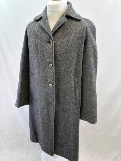 Long Grey Wool Trench Coat Size 44 Excellent Condition Vintage