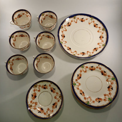 Royal Stafford Tea Set Bone China 6x cups 6x saucers 6x plates 1x serving plate Vintage Made in England Good Condition