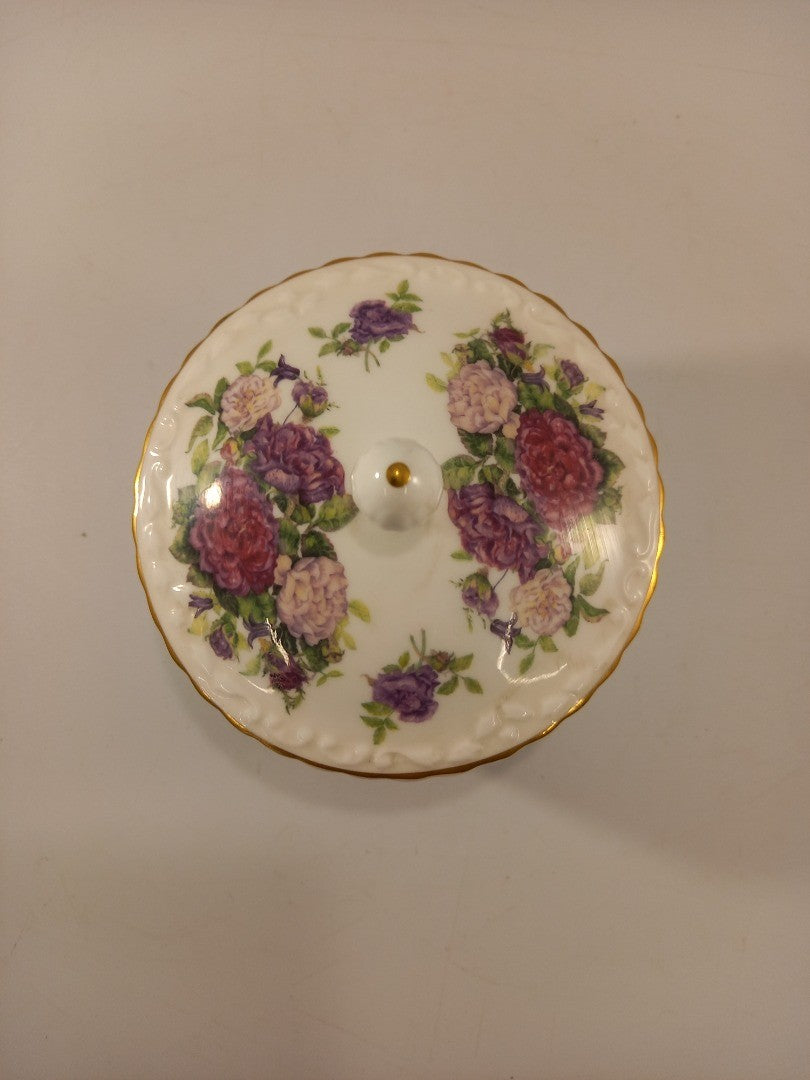 coalport garden of the rose the powder bowl trinket box bone china VGC