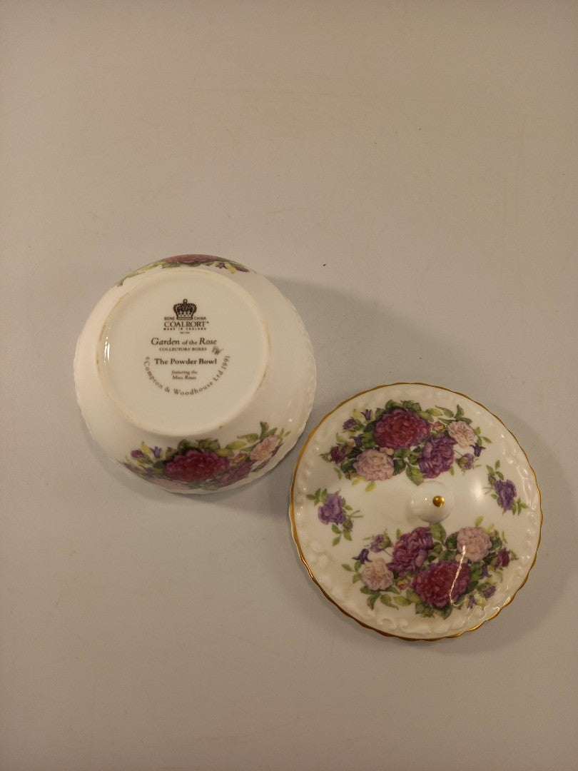 coalport garden of the rose the powder bowl trinket box bone china VGC