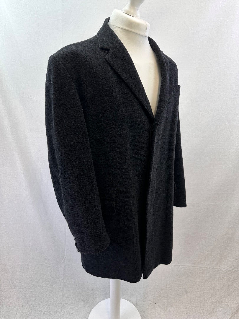 Howick Charcoal Wool Cashmere Mix Trench Coat Size L Excellent Condition