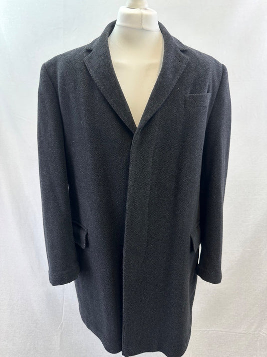 Howick Charcoal Wool Cashmere Mix Trench Coat Size L Excellent Condition