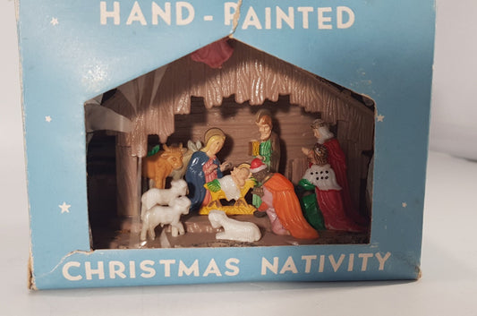 Small Plastic Nativity from 1962 Original Box Vintage