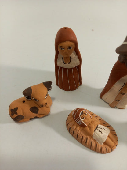 Helping Hands Handmade in Peru Terracotta Painted Miniature Nativity Figures