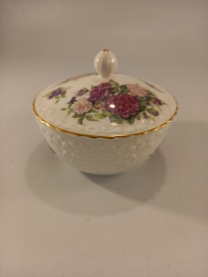 coalport garden of the rose the powder bowl trinket box bone china VGC