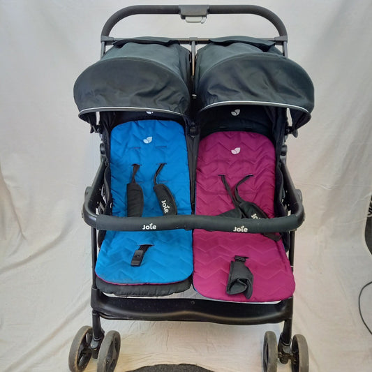 Joie Aire Double Pushchair Twin Pink/Blue Pram Foldable Rain cover Seat Stroller