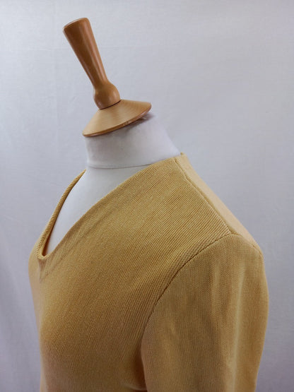 peruvian connection jumper pullover soft yellow xl v neck 100% cotton