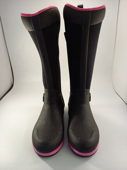 the original muck boot size 3uk black and hot pink boots