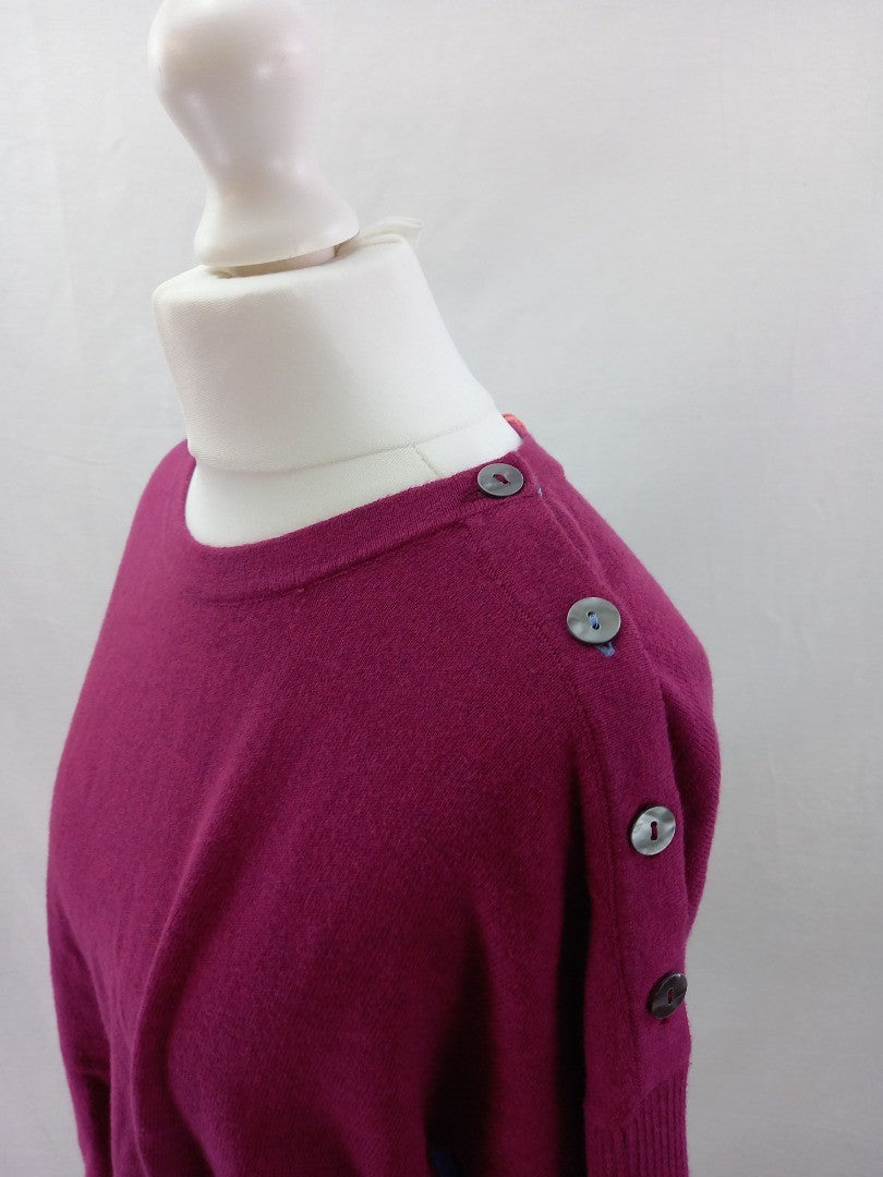 white stuff jumper BNWT pink blue navy size 12 wool cotton mix buttons