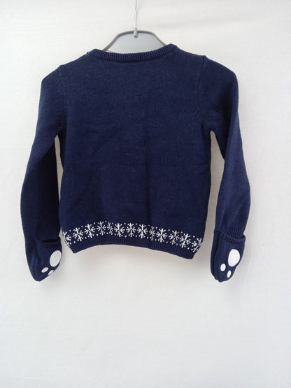 the little white company navy 12-18 mths christmas jumper cotton polar bear mits