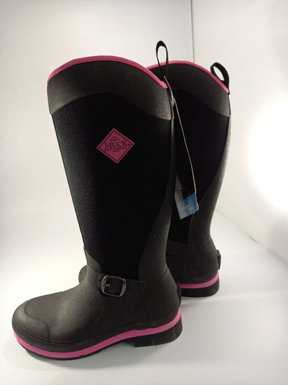 the original muck boot size 3uk black and hot pink boots