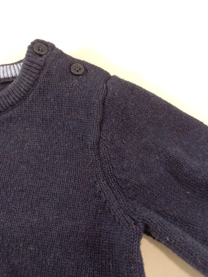 the little white company navy 12-18 mths christmas jumper cotton polar bear mits