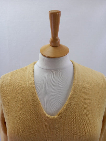 peruvian connection jumper pullover soft yellow xl v neck 100% cotton