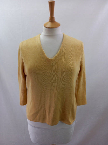 peruvian connection jumper pullover soft yellow xl v neck 100% cotton