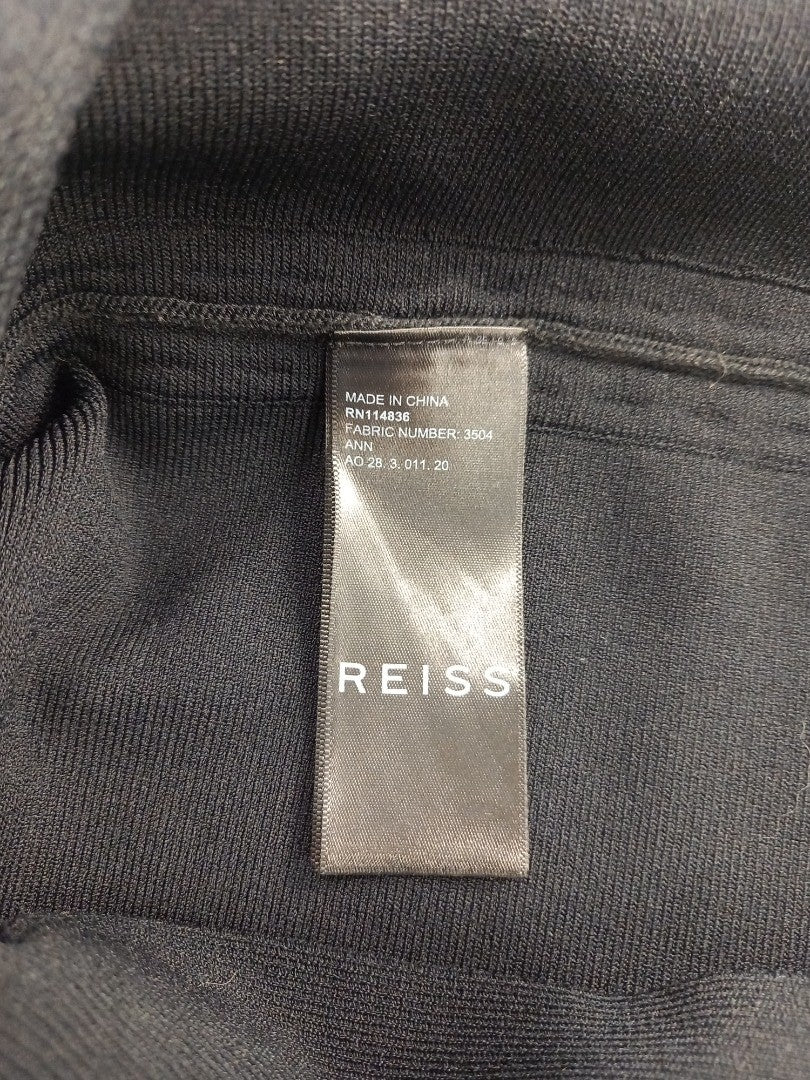 reiss pencil skirt black small ribbon detail straight stretch fabric