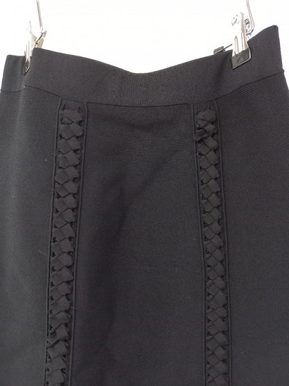 reiss pencil skirt black small ribbon detail straight stretch fabric