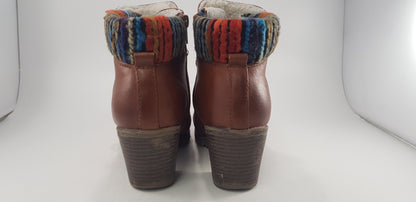 Rieker Multicolour Ankle Boots Zip Block Heel Size 6 VGC