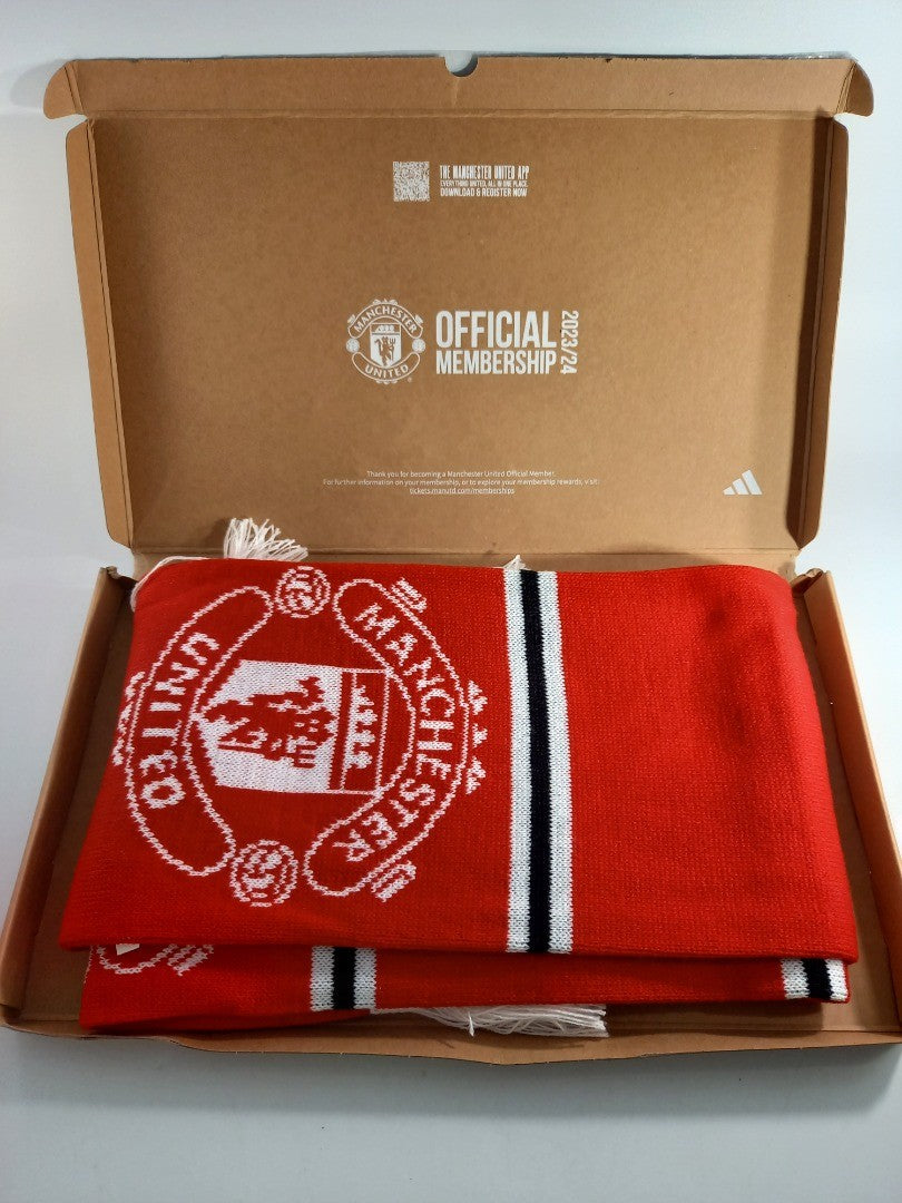 Manchester United Red Football Scarf Membership Team Club Soccer Tasselled 23/24