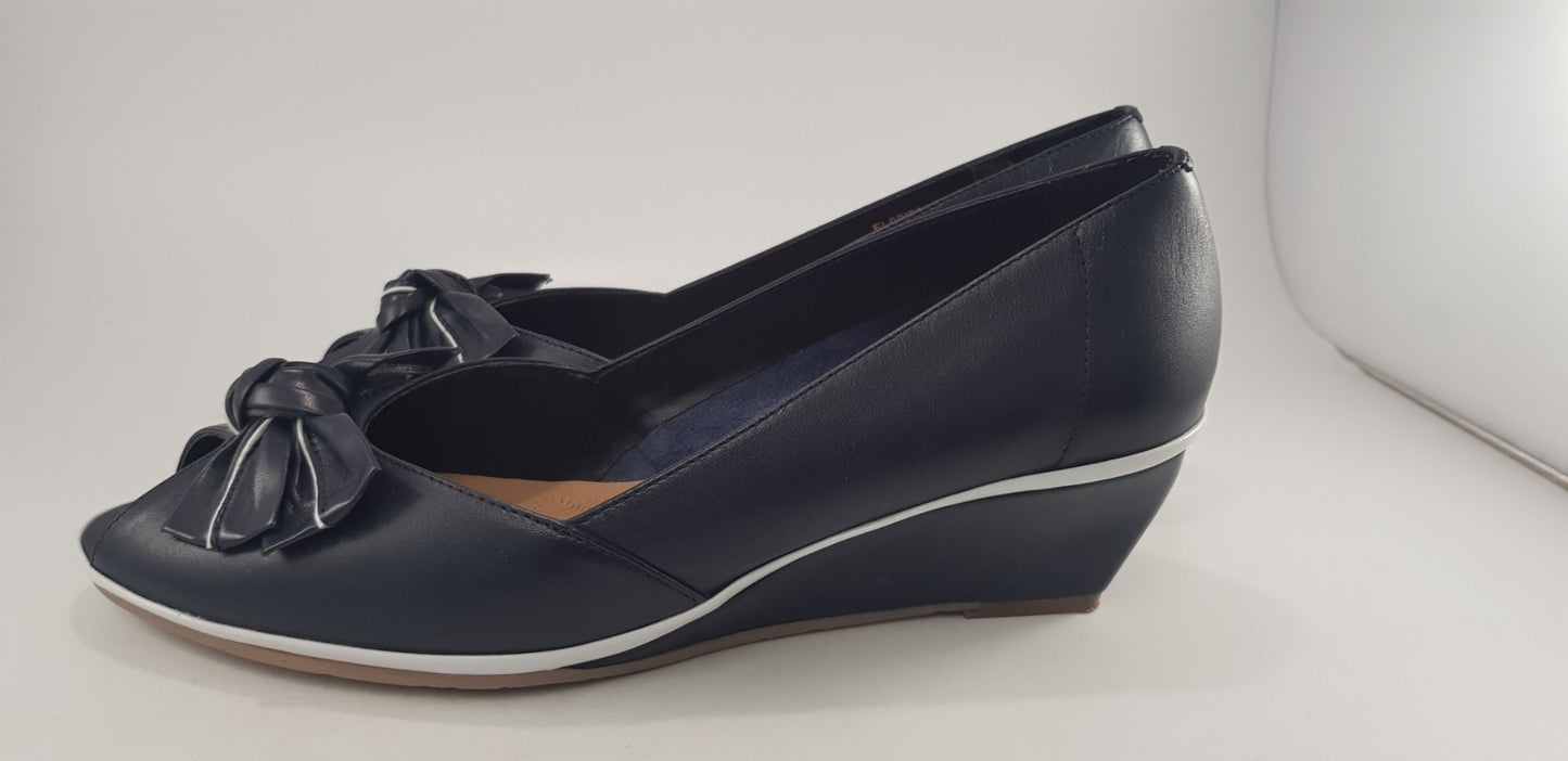 Van-Dal Navy Wedge Slip On Bow Size 7 BNIB