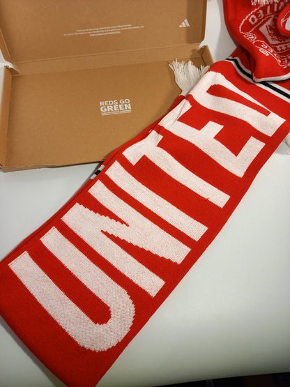 Manchester United Red Football Scarf Membership Team Club Soccer Tasselled 23/24