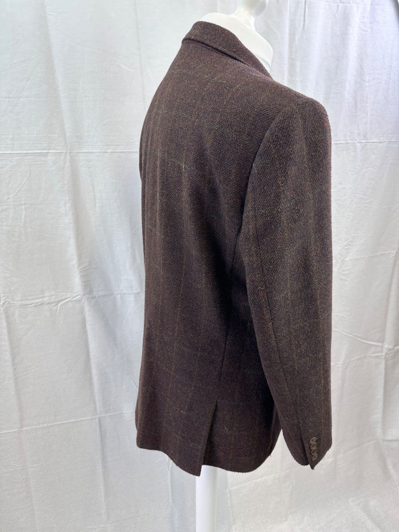 Broadstone Bros Brown Check Tailored Fit Blazer Size 44R Excellent Condition