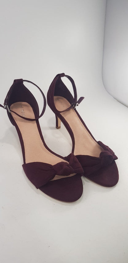 Next Deep Purple Kitten Heel Strappy Show Bow Size 7 BNWT