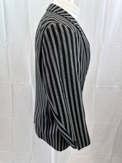 Desch Striped Black White Chevron Wool Blazer Size 48 Excellent Condition