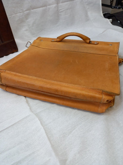 Brown Leather Vintage Suitcase & 2x Soft Leather Tan Messenger Bags