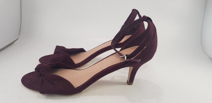 Next Deep Purple Kitten Heel Strappy Show Bow Size 7 BNWT