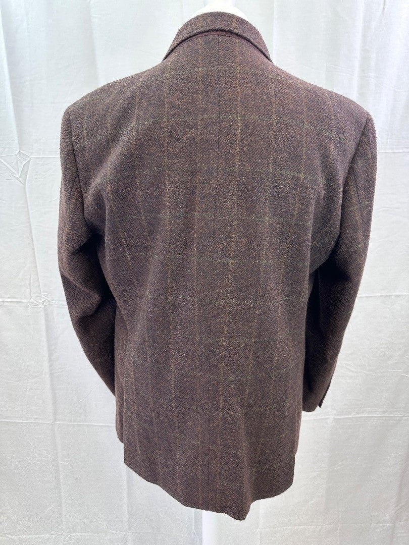 Broadstone Bros Brown Check Tailored Fit Blazer Size 44R Excellent Condition