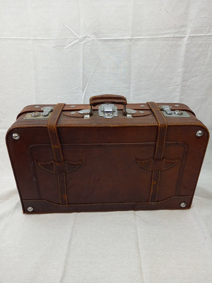 Brown Leather Vintage Suitcase & 2x Soft Leather Tan Messenger Bags