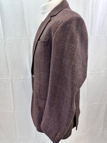 Broadstone Bros Brown Check Tailored Fit Blazer Size 44R Excellent Condition