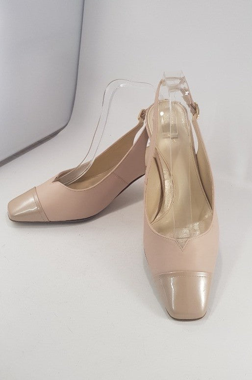 John Lewis Pink & Nude Sling Back High Heels Size 7EE VGC Longfield