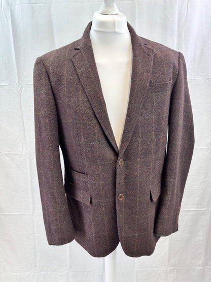 Broadstone Bros Brown Check Tailored Fit Blazer Size 44R Excellent Condition