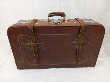 Brown Leather Vintage Suitcase & 2x Soft Leather Tan Messenger Bags