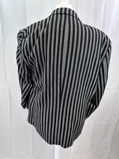 Desch Striped Black White Chevron Wool Blazer Size 48 Excellent Condition