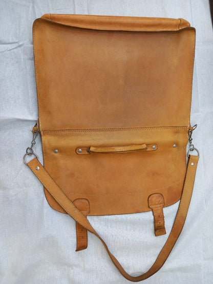 Brown Leather Vintage Suitcase & 2x Soft Leather Tan Messenger Bags