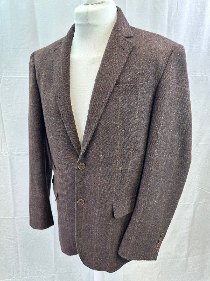 Broadstone Bros Brown Check Tailored Fit Blazer Size 44R Excellent Condition