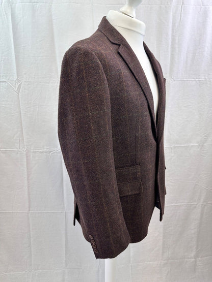 Broadstone Bros Brown Check Tailored Fit Blazer Size 44R Excellent Condition