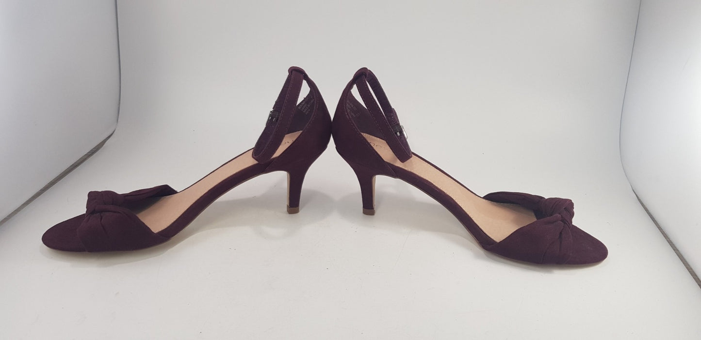 Next Deep Purple Kitten Heel Strappy Show Bow Size 7 BNWT