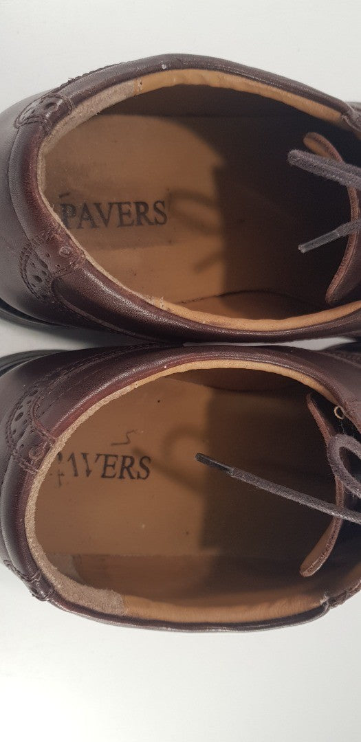 Pavers Brown Leather Brogues Lace Up Size 11 VGC