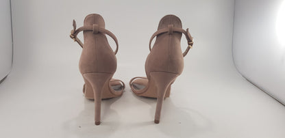 Reiss Suede Pink/Nude High Heel Chain Detail Strappy Size 3.5 Excellent Conditio