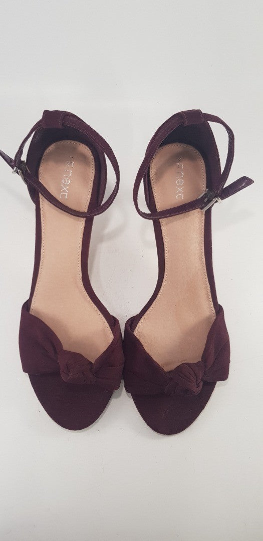 Next Deep Purple Kitten Heel Strappy Show Bow Size 7 BNWT