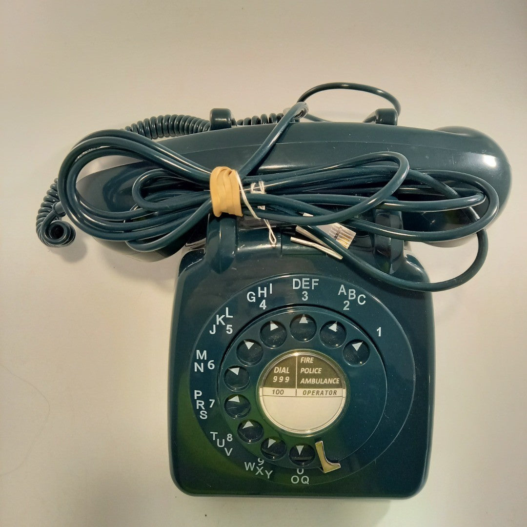 Green Rotary Dial Phone Landline Vintage 80s Good