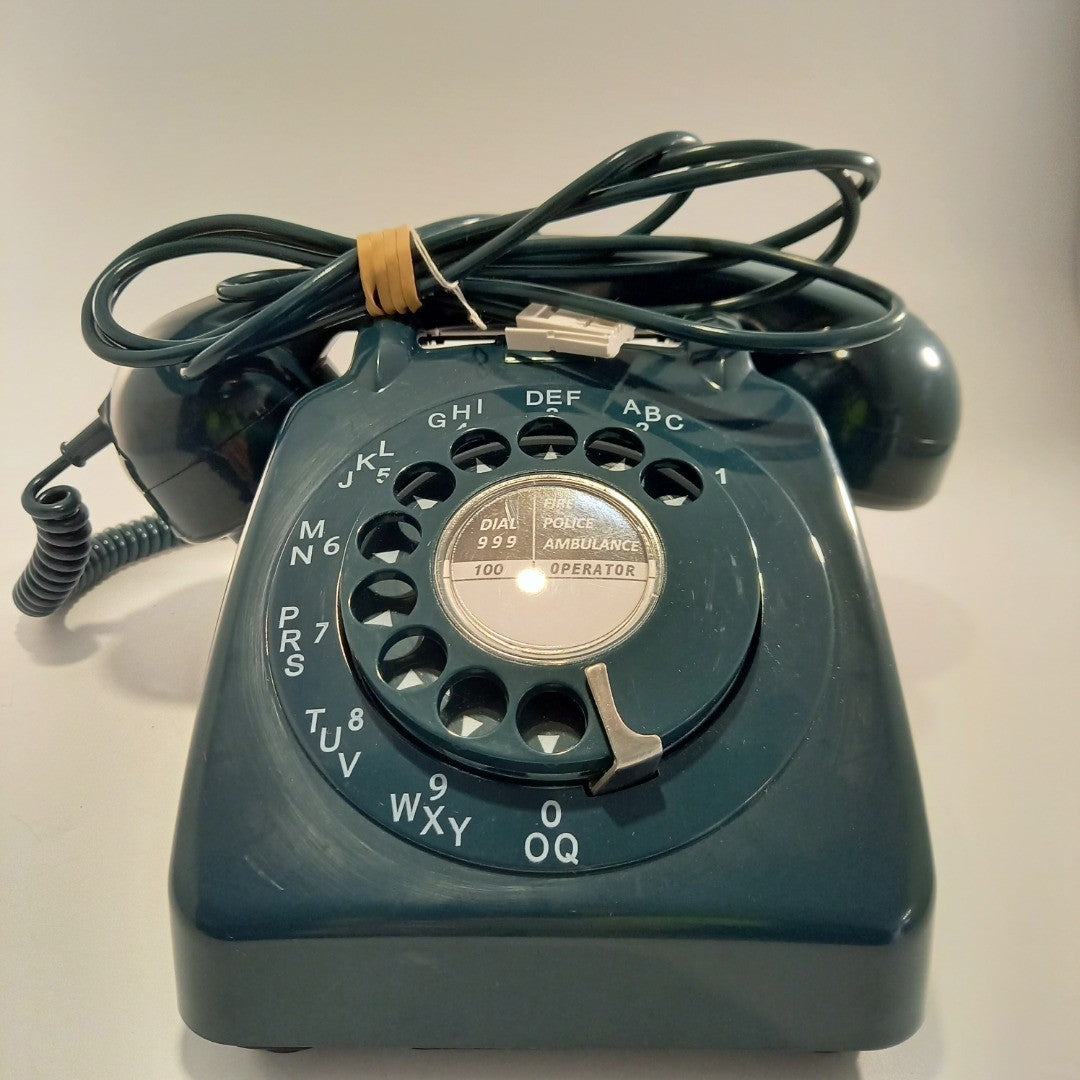 Green Rotary Dial Phone Landline Vintage 80s Good